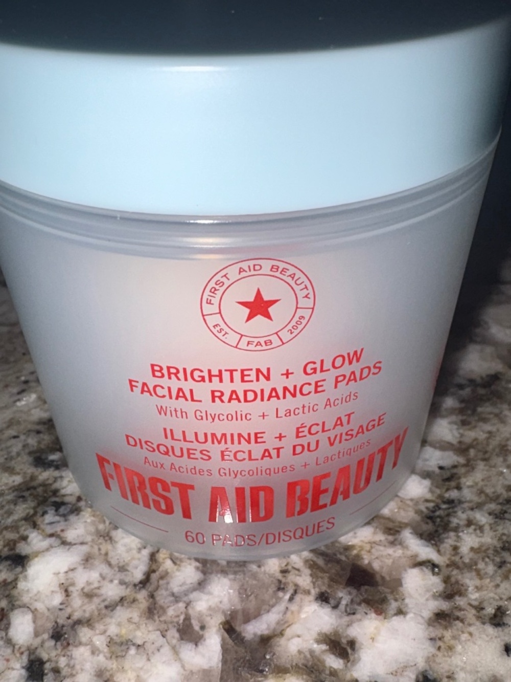 FAB Facial Radiance Pads 60 Count Brighten + Glow - Glycolic & Lactic Acids